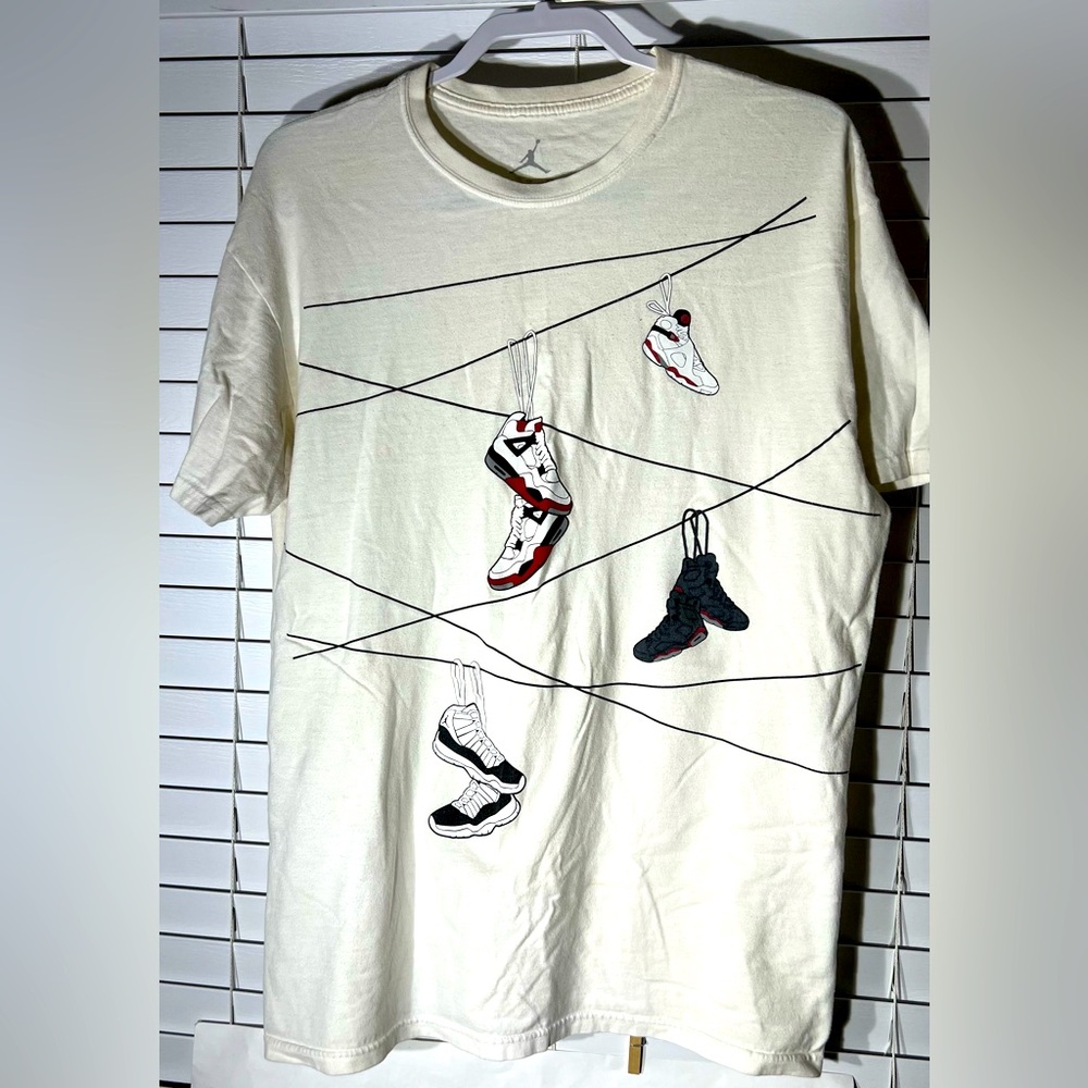 Nike Air Jordan White Vintage "Hanging Tennis Shoes" T-shirt Size XL